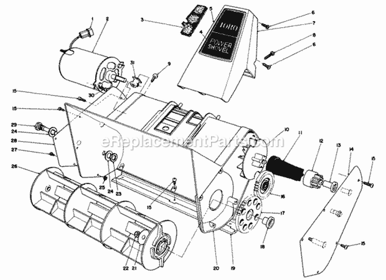 Rotor Housing Assembly Diagram and Parts List for 38310 0000001-0999999 - 1990 Lawn Boy Snow Blower